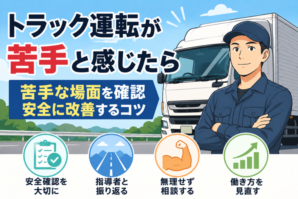 トラック運転が苦手と感じたら、苦手な場面を確認し安全に改善するコツ
